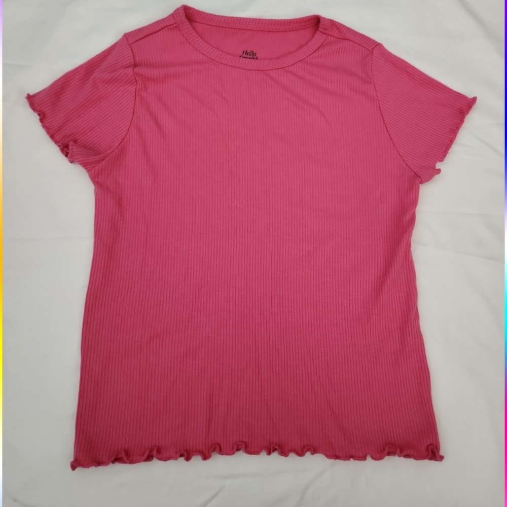 Hello franki girls size 10 pink ribbed shirt #W04